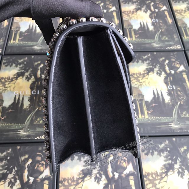 Gucci包 古馳女包 400249pvc黑磨砂鑽 原單Gucci鏈條斜挎包 Gucci酒神包  gudj1239